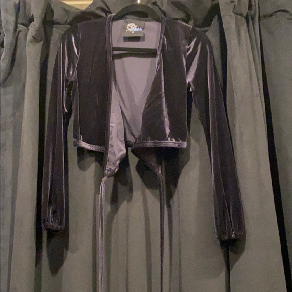 Black velvet ballet wrap top, cropped. Never worn